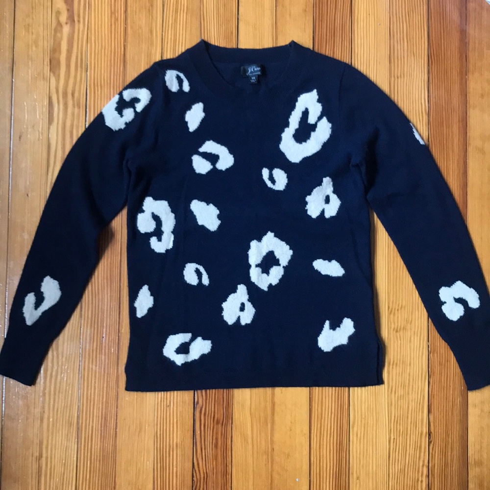 J Crew Leopard print Cashmere Sweater